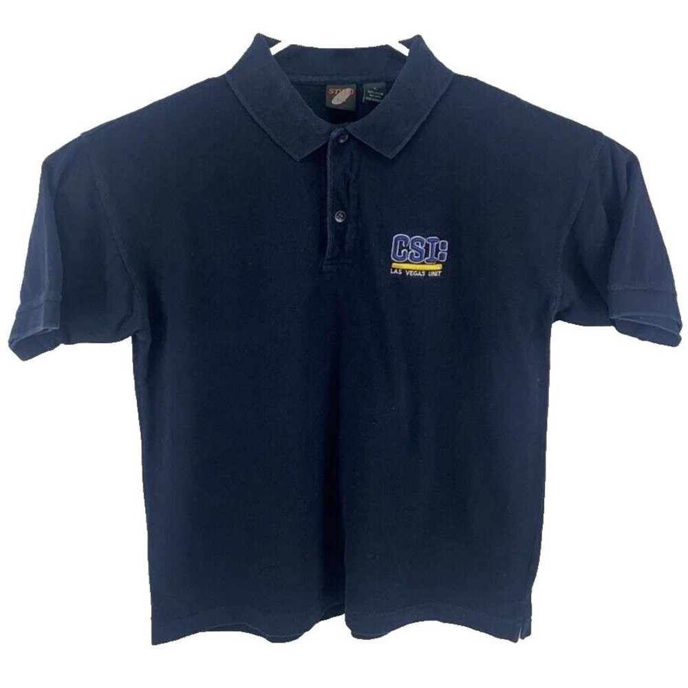 CSI  Crime Scene Investigator Black Embroidered Men's Polo Shirt Size Large
